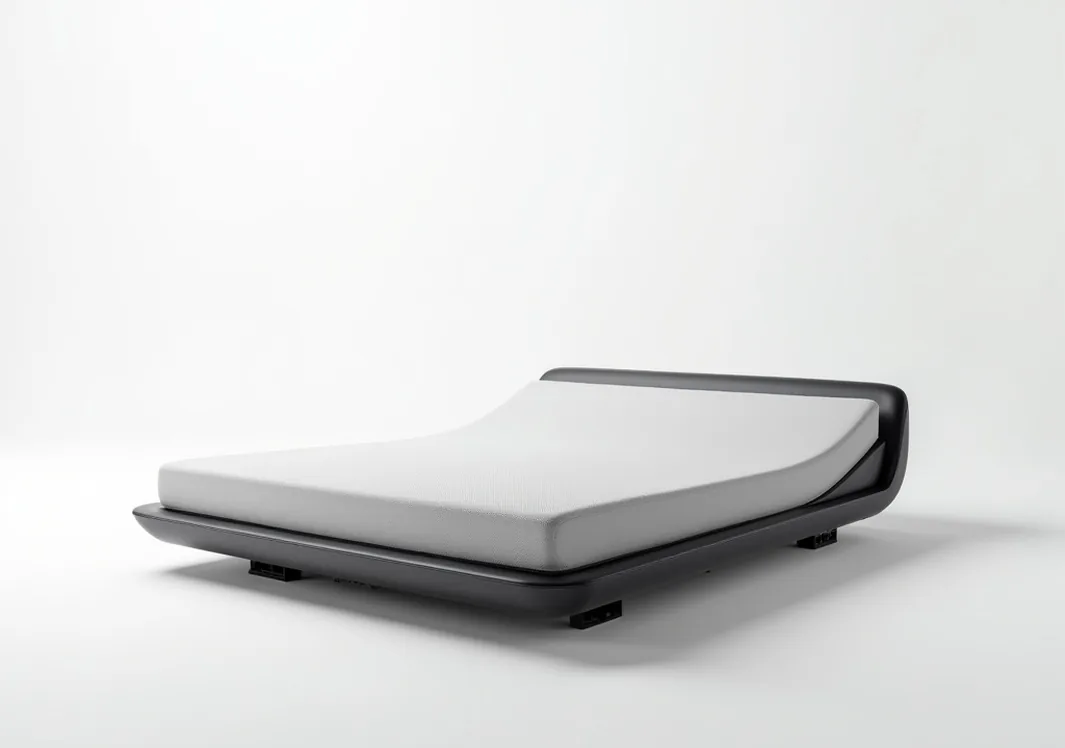 Modern climate-control smart bed with integrated hybrid mattress in minimalist design